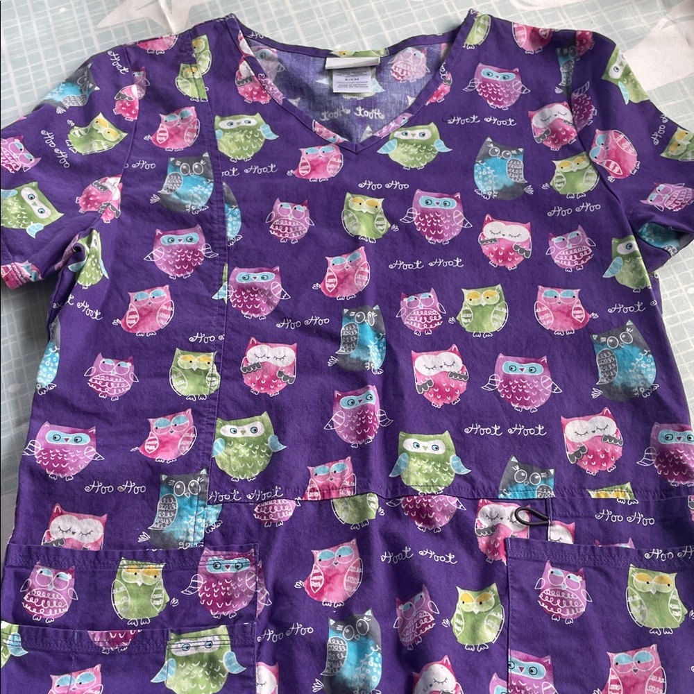 Owl Design Scrubs- Purple and Pink